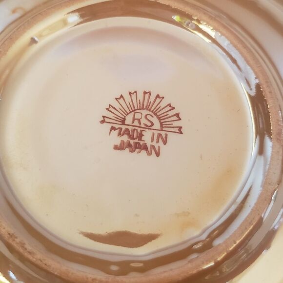 Orange lustreware miniature porcelain cups & saucers - Picture 8 of 11